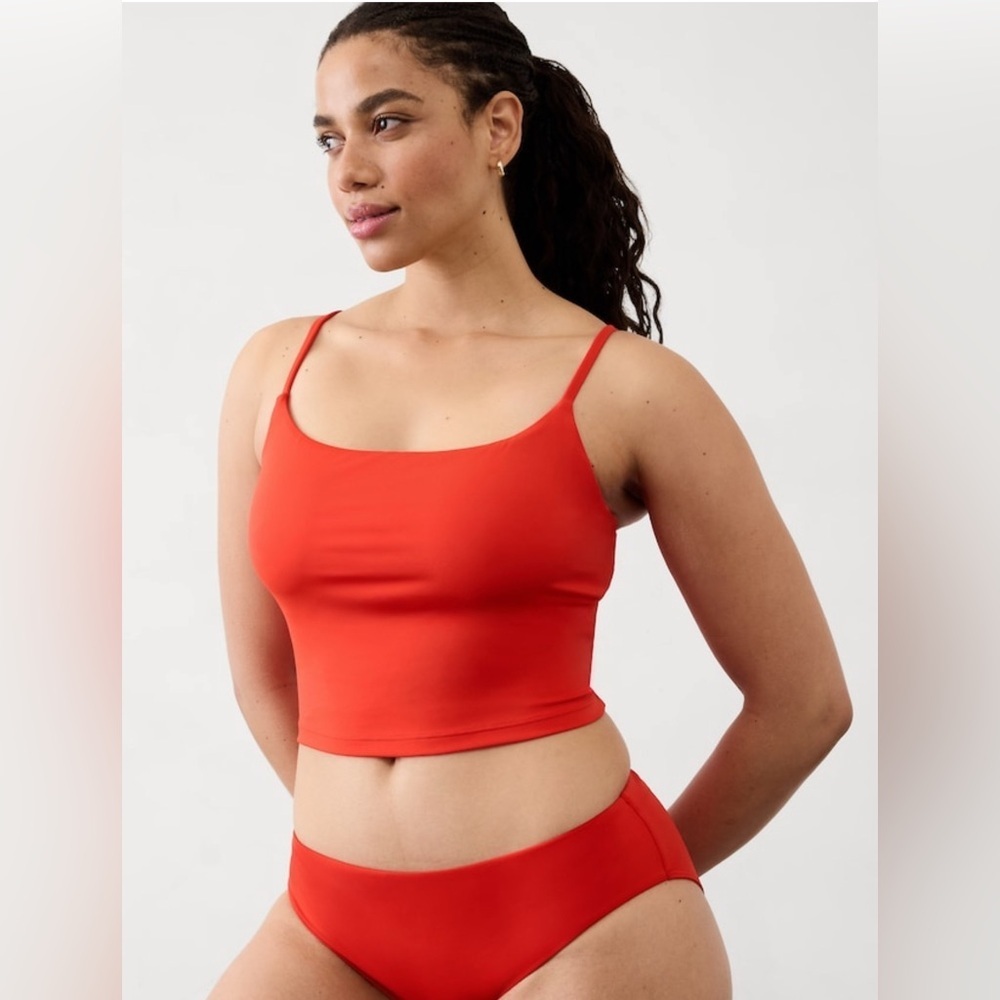 Athleta Cardinal Red Crop Swim top NWT